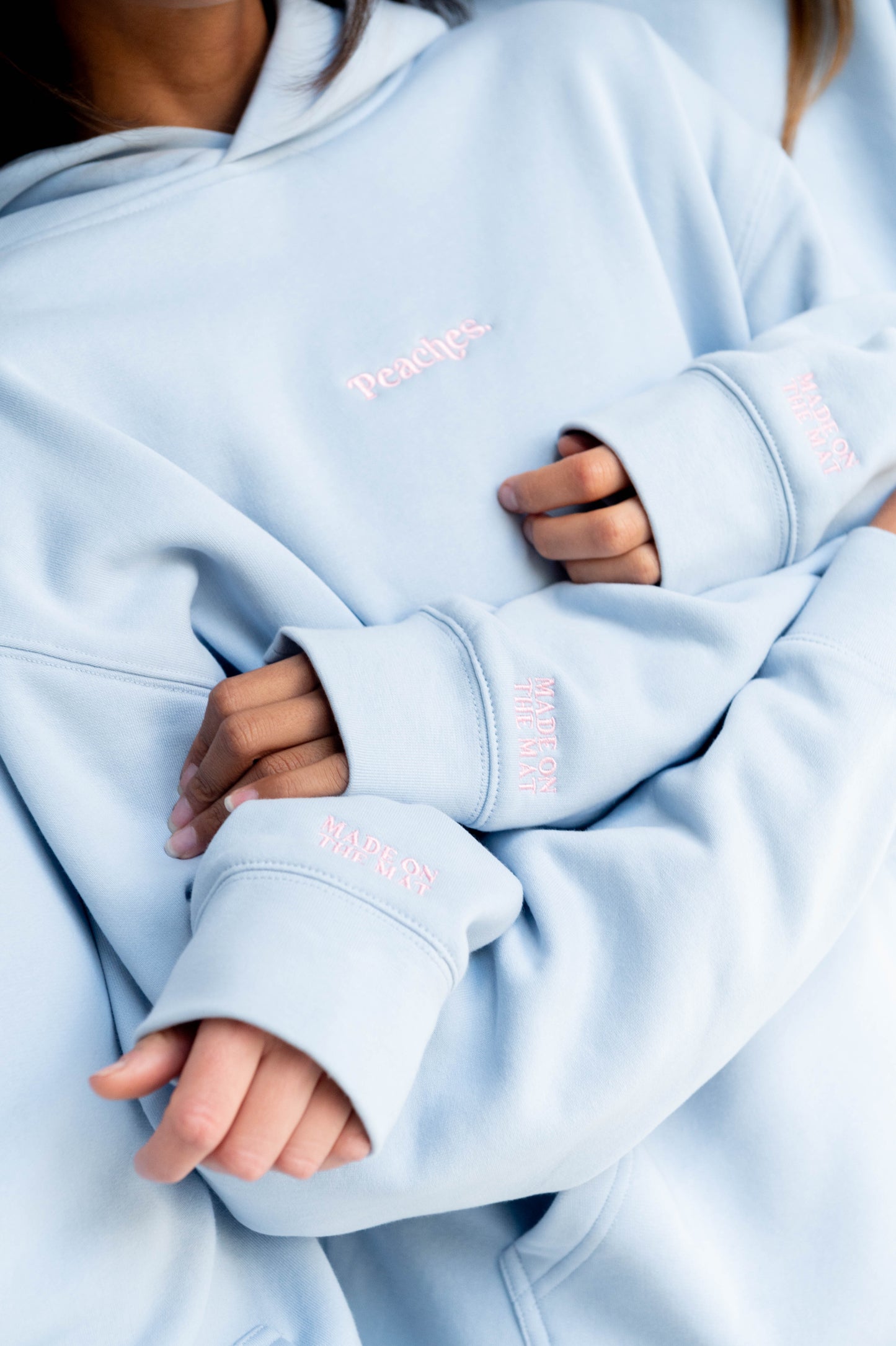 Peaches Bubblegum Hoodie (Baby Blue and Candy Pink)