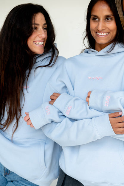 Peaches Bubblegum Hoodie (Baby Blue and Candy Pink)